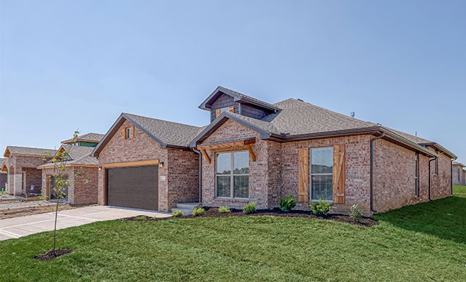 New Red Brick Home Wood Accents Dormer Landscaped Lot