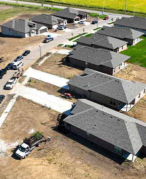 Aerial View New Home Construction Neighborhood Development